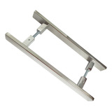 Puxador Duplo Porta Portão Aço Inox 304 25x10mm 80cm Chato