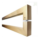 Puxador Duplo Quadrado 80cm Em Aço Inox Dourado Champanhe