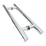 Puxador Duplo Tubular Alumínio 50cm Redondo Porta Pivotante Cor Prateado