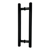 Puxador H Tubular Duplo Porta Madeira Vidro 40cm Preto