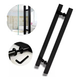 Puxador Inox Duplo Preto Fosco 30cm Entre furos 20cm Para Portas Madeira vidro E Portões Pintura Eletrostática Automotiva