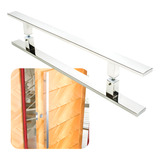 Puxador Inox Polido Porta Madeira pivotante vidro clean 1mt