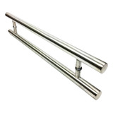 Puxador Inox Tubular De 80cm Barra Redonda Reforçada Polido