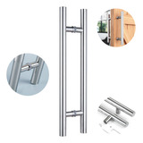 Puxador Maçaneta Porta Redondo Polido Inox 45cm Premium Nf