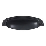 Puxador Móveis Concha Provençal Sobrepor 96mm Preto Fosco