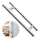 Puxador Para Porta 60cm Redondo Madeira E Vidro Aço Inox 304 Cor Prata Escovado Pivotante Brinovar