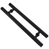 Puxador Para Porta 60cm Redondo Madeira E Vidro Aço Inox 304 Preto Fosco Pivotante Brinovar