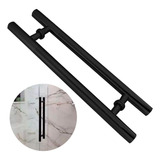 Puxador Para Porta Madeira Vidro Inox 304 Preto 60cm Redondo