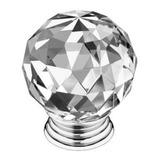 Puxador Ponto Bola De Vidro 20mm Com Base Cromada Cristal