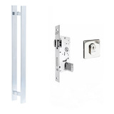 Puxador Porta Barra Reto 80cm Fechadura Regulável Po