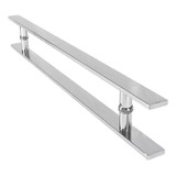 Puxador Porta Correr Portão Social Blindex Inox 45cm Chato