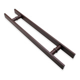 Puxador Porta Madeira correr Inox 45cm Duplo par 30x10mm Cor Marrom Corten