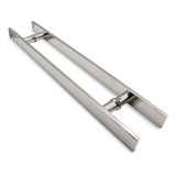 Puxador Porta Madeira correr Inox 60cm Duplo par 30x10mm Cor Marrom Corten