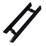 Puxador Porta Pivotante Aço Inox 304 30cm Chato Preto