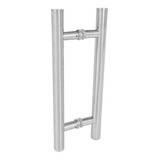 Puxador Porta Vidro Madeira Aço Inox 45cm  entre Furos 30cm 