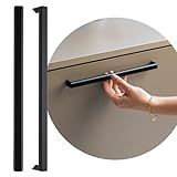 Puxador Slim Gaveta Para Armario Movel Alumínio Round 256mm Preto Fosco 