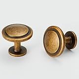 Puxadores De Armário Vintage Retrô De Liga De Zinco De Latão Antigo - Orifício único Central Acessível Acessórios De Armário De Luxo Para Quartos- Cozinha- Pacote Com 12