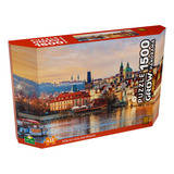 Puzzle 1500 Peças Panorama Pôr Do Sol Em Praga