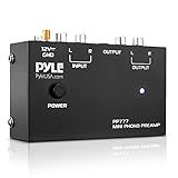 PyleUsa Pré Amplificador De Toca Discos Phono Mini Eletrônico De áudio Estéreo Entrada De Fonógrafo Fonográfico Saída RCA E Operação De Baixo Ruído Alimentado Por Adaptador CC De 12 Volts PP77 