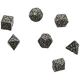 Q Workshop Forest Engraved Beige & Black Rpg Ornamented Dice Set 7 Polyhedral Pieces