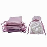 QIANF 20 Peças De Sacolas De Presente De Organza Rosa Transparente 10 X 15 Com Cordão- Bolsas De Brindes- Joias De Doces- Sacolas De Lembrancinhas De Festa De Casamento- Suprimentos De Embrulho De