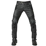 QIYUANT Calça Masculina Para Motociclista Proteção De Segurança Revestimento Resistente à água Casual Elástico Equipamento De Proteção Atualizado Preto GG
