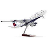 QIYUMOKE 1 160 Boeing 747 Delta Airlines 17 Polegadas Large Model Diecast Airplane Model Kits With Stand Airlines Model Plane Display Collectible For Aviation Enthusiast Gift