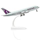 Qiyumoke Airbus A380 1/300 Qatar Diecast Metal Airplane Model With Stand Sky Jumbo Airliner Alloy Model Kit For Aviation Enthusiast Gift