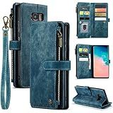 Qltypri Capa Carteira Com Zíper Para Samsung Galaxy S8 Plus, Capa Flip De Couro Pu Premium Com Compartimentos Para Cartões, Alça De Pulso, Fecho Magnético Com Zíper, Capa Para Celular Para Galaxy S8