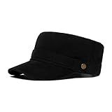 QOHNK Boné Unissex Cadet Army De Algodão Lavado Masculino Top Liso Chapéu Militar Retrô Envelhecido Boné De Beisebol Ajustável Preto Tamanho Único