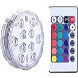 Qoolife Luzes LED Submersíveis Com Controle Remoto Alimentado Por Bateria Luz RGB Multicolorida à Prova D água Para Piscina Base De Vaso Spa Aquário Lago Banheira De Hidromassagem Decoração 