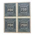 Quadra De Selos 200 Réis Taxa Devida 1906 Brasil. Rhm X-31