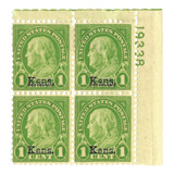 Quadra Selo 283 Estados Unidos 1929 Franklin Sobrecarga Kans
