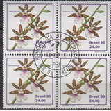 Quadra Selo C carimbo 1 dia C 1164 Orquídeas Brasileiras