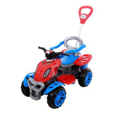 Quadriciclo Carrinho Infantil Empurrador Andador Maral Cor Vermelho C Azul