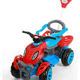 Quadriciclo Carrinho Infantil Empurrador Andador Maral Cor Vermelho C  Azul