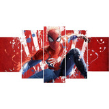 Quadro 5 Peças Homem Aranha Spider Man Herói Ps4 Especial
