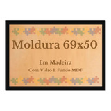 Quadro 69x50 Moldura Quebra Cabeça Grow Importado Com Vidro
