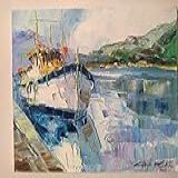 Quadro A Chegada No Cais Óleo Sobre Tela Espatulado