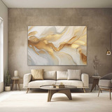 Quadro Abstrato Dourado Branco