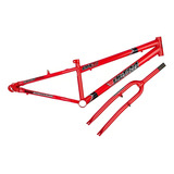 Quadro Aro 26 Ultra Bikes Em Aço Carbono Com Garfo Rebaixado Cor Vermelho Ferrari