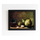 Quadro Art Jean Baptiste Peras Nozes E Um Copo De Vinho
