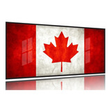 Quadro Arte Bandeira Canadá 130x60 Moldura
