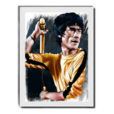 Quadro Arte Bruce Lee Nunchaku Arte Marcial Kung Fu 44x32cm