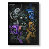 Quadro Arte Faixas Caveiras Decoração Jiu Jitsu 43x33
