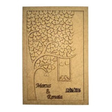 Quadro Assinaturas Casamento Árvore 60x43 Mdf 3mm