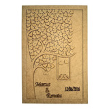 Quadro Assinaturas Casamento Árvore 65x43 Laser Mdf 3mm