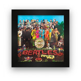 Quadro Azulejo Com Moldura Beatles Sgt Peppers Cor Branco Cor Da Armação Preto