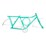 Quadro Barra Circular Aro 26 Bike Retrô Vintage Ultra Bikes Cor Verde Anis Branco