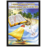 Quadro Biblico 34x44 Cms Moldura Biblia Veleiro Salmo 29